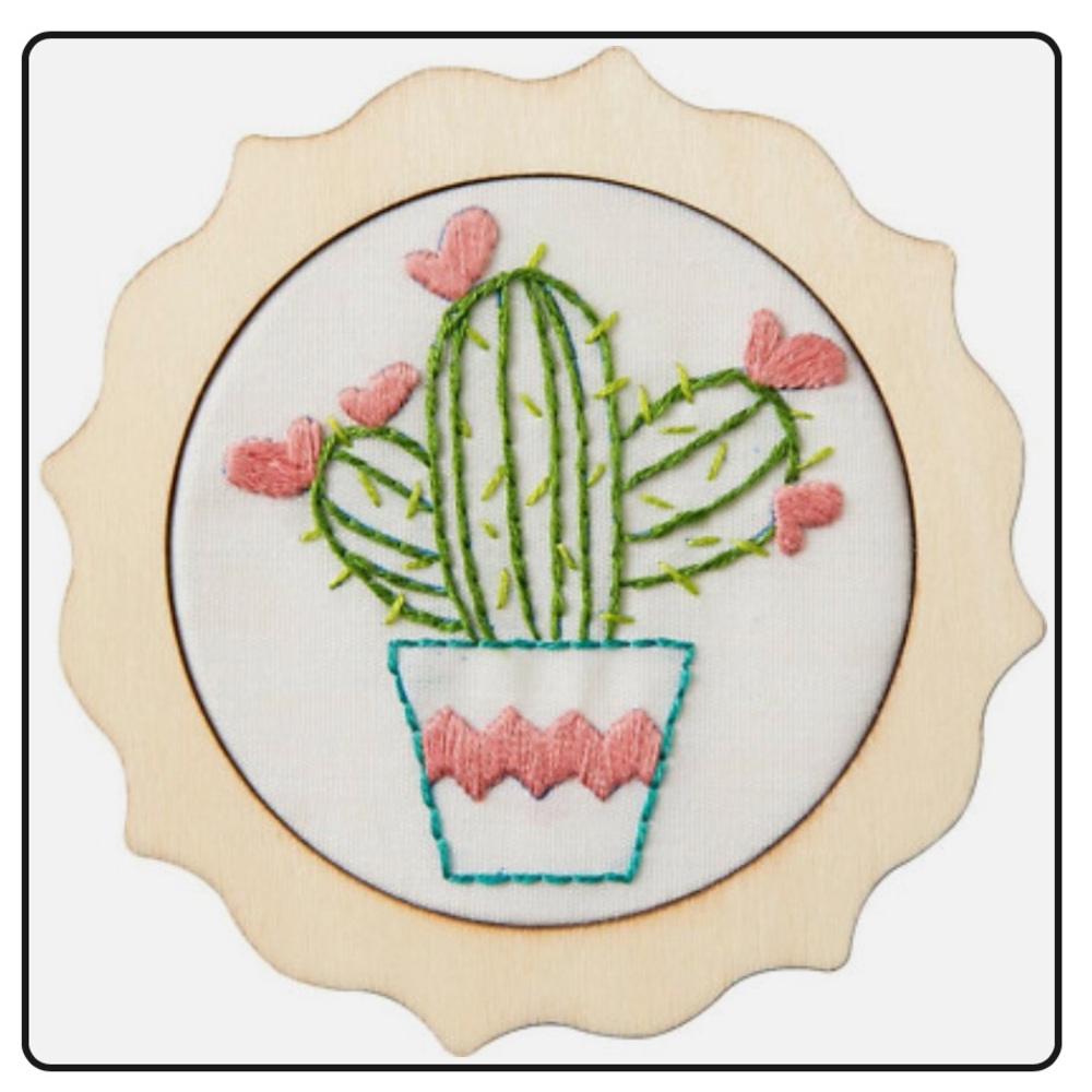 💕 Bucilla My 1st Stitch Cactus Embroidery Kit With Pink and Green Threads New - Picture 10 of 10